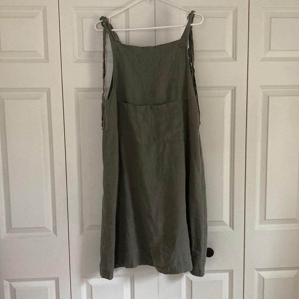 Linenfox Pinafore Dress Pine Green S-M